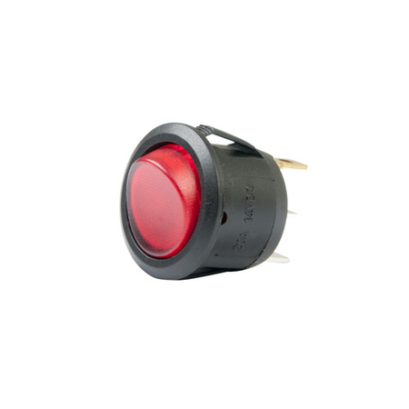Illuminated DC Round Rocker Switch - Red