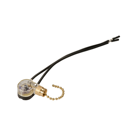 SPST Pull Cord Switch/ Brass Nut & Pull Chain